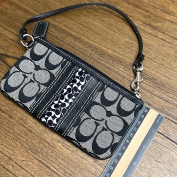 COACH Signature Canvas Wristlet Clutch - Picture 8 of 15